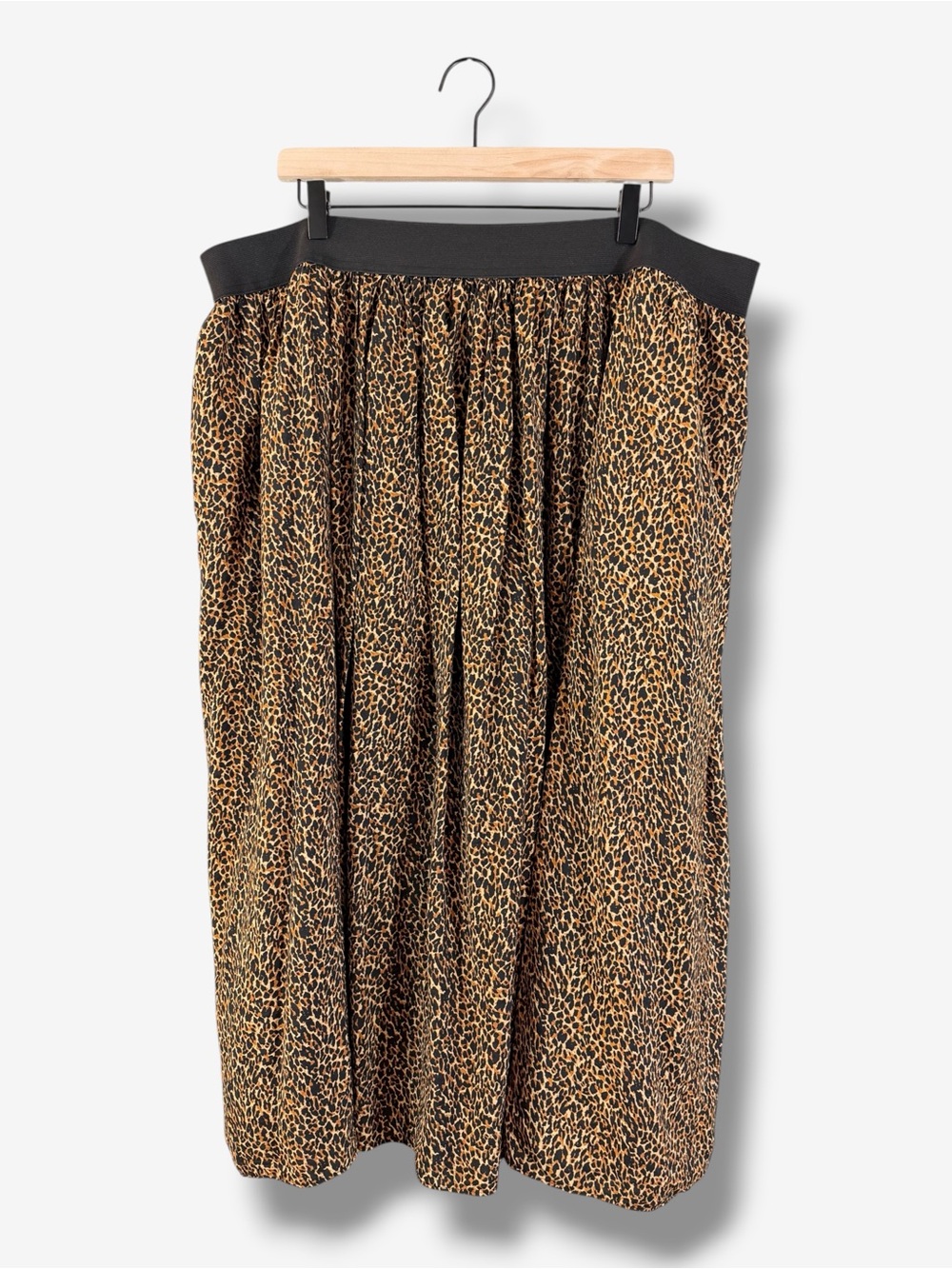 Lane Bryant Leopard Print Midi Skirt 22/24 Elastic Waist Plus Size POCKETS
